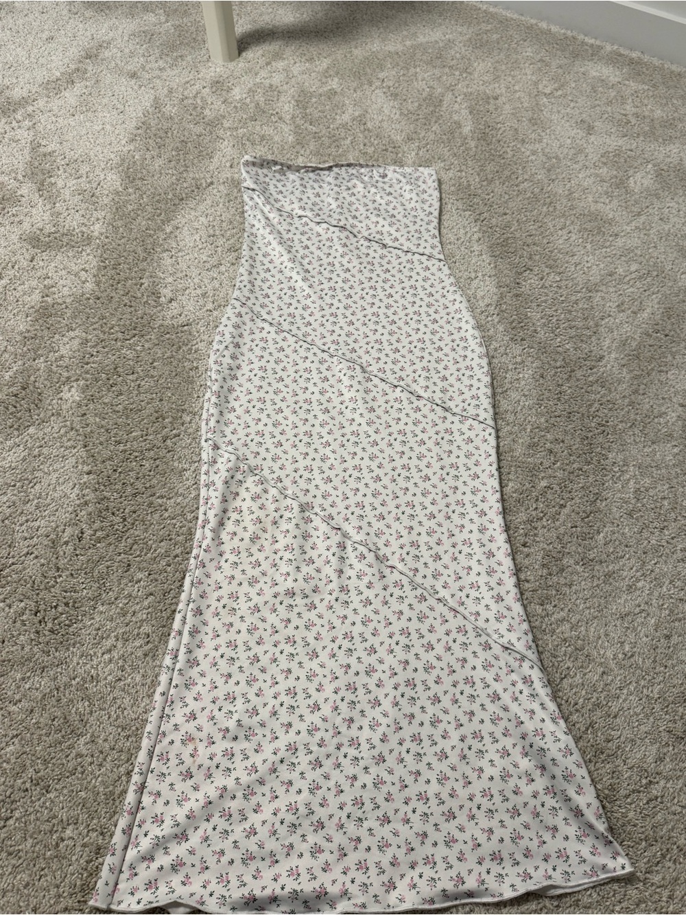 White Floral Maxi Dress with Pink Accent